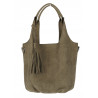 Torebka damska shopper worek zamsz elegancka lekka modna torba 1789 Zielona