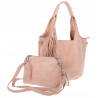 Torebka damska shopper worek zamsz elegancka lekka modna torba 1789 Różowa