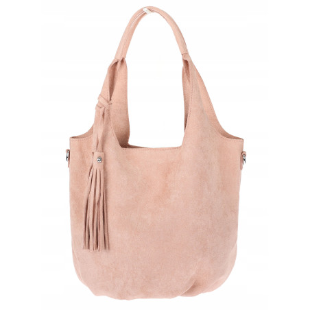 Torebka damska shopper worek zamsz elegancka lekka modna torba 1789 Różowa