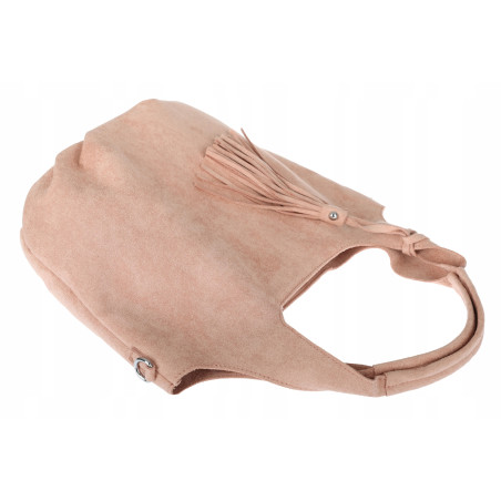 Torebka damska shopper worek zamsz elegancka lekka modna torba 1789 Różowa