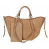 Torebka damska shopper duża zamszowa na ramię elegancka torba R967 Beżowa