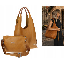 Torebka damska shopper worek listonoszka 2w1 lekka torba WSY26812 Żółta