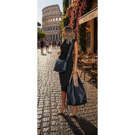Torebka damska shopper worek listonoszka 2w1 lekka torba WSY26812 Granatowa