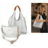 Torebka damska shopper worek listonoszka 2w1 lekka torba WSY26812 Srebrna