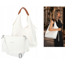 Torebka damska shopper worek listonoszka 2w1 lekka torba WSY26812 Biała