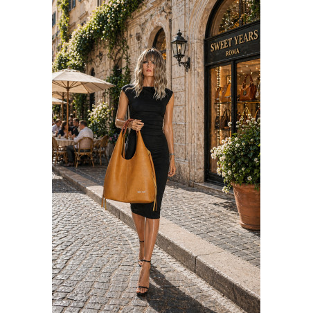 Torebka damska shopper worek listonoszka 2w1 lekka torba WSY26812 Żółta