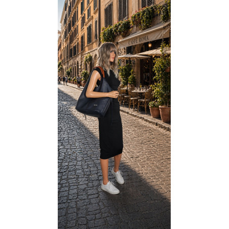 Torebka damska shopper worek listonoszka 2w1 lekka torba WSY26812 Granatowa