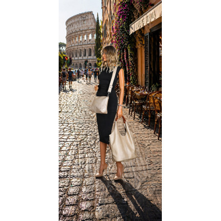 Torebka damska shopper worek listonoszka 2w1 lekka torba WSY26812 Złota