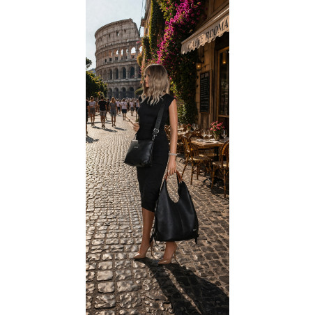 Torebka damska shopper worek listonoszka 2w1 lekka torba WSY26812 Czarna