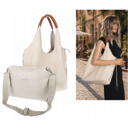 Torebka damska shopper worek listonoszka 2w1 lekka torba WSY26812 Beżowa