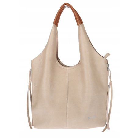 Torebka damska shopper worek listonoszka 2w1 lekka torba WSY26812 Beżowa