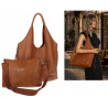 Torebka damska shopper worek listonoszka 2w1 lekka torba WSY26812 Brązowa