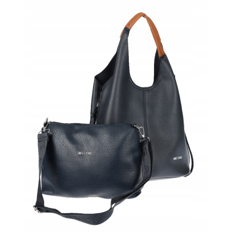 Torebka damska shopper worek listonoszka 2w1 lekka torba WSY26812 Granatowa