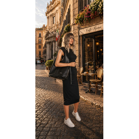 Torebka damska shopper worek listonoszka 2w1 lekka torba WSY26812 Czarna