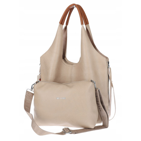 Torebka damska shopper worek listonoszka 2w1 lekka torba WSY26812 Beżowa