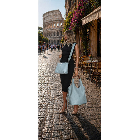 Torebka damska shopper worek listonoszka 2w1 lekka torba WSY26812 Niebieska