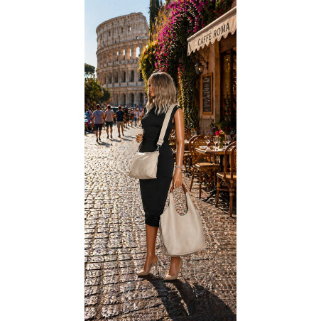 Torebka damska shopper worek listonoszka 2w1 lekka torba WSY26812 Beżowa