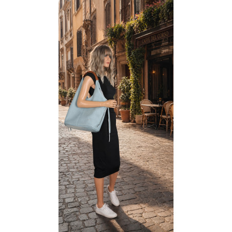 Torebka damska shopper worek listonoszka 2w1 lekka torba WSY26812 Niebieska
