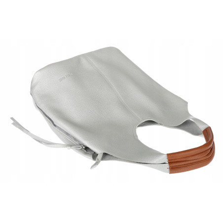 Torebka damska shopper worek listonoszka 2w1 lekka torba WSY26812 Srebrna