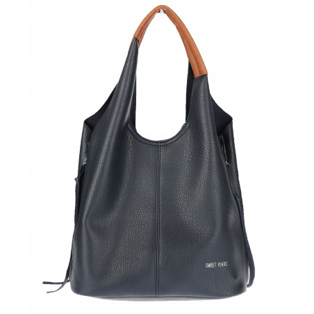 Torebka damska shopper worek listonoszka 2w1 lekka torba WSY26812 Granatowa