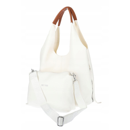 Torebka damska shopper worek listonoszka 2w1 lekka torba WSY26812 Biała