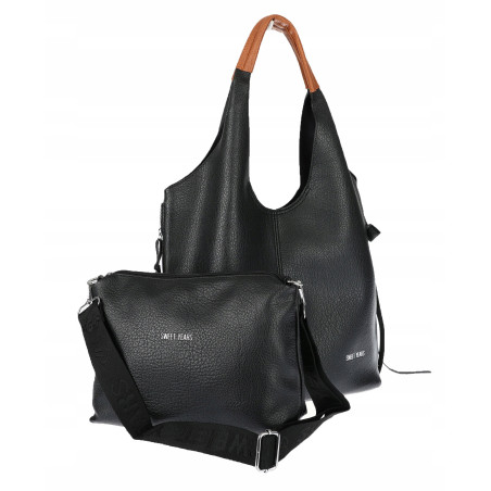 Torebka damska shopper worek listonoszka 2w1 lekka torba WSY26812 Czarna