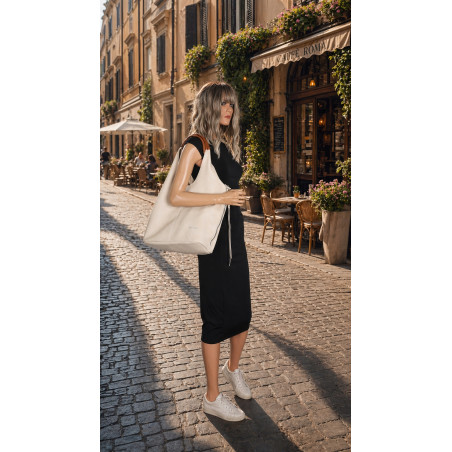 Torebka damska shopper worek listonoszka 2w1 lekka torba WSY26812 Beżowa