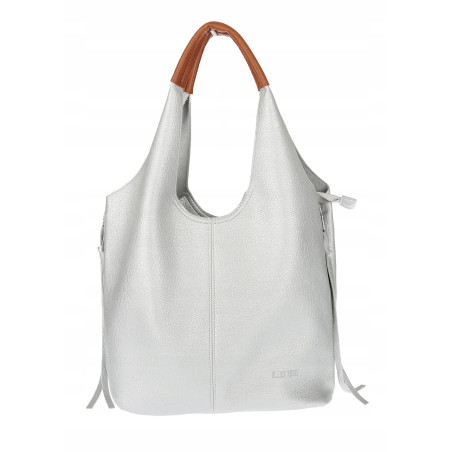 Torebka damska shopper worek listonoszka 2w1 lekka torba WSY26812 Srebrna