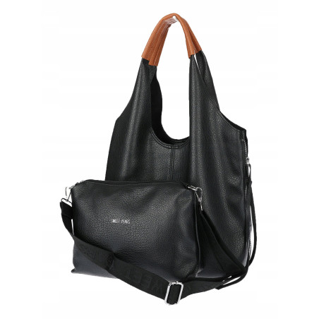 Torebka damska shopper worek listonoszka 2w1 lekka torba WSY26812 Czarna
