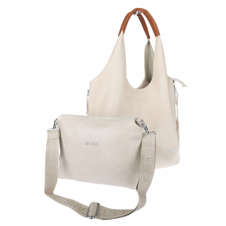 Torebka damska shopper worek listonoszka 2w1 lekka torba WSY26812 Beżowa