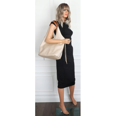 Torebka damska shopper worek listonoszka 2w1 lekka torba WSY26812 Złota