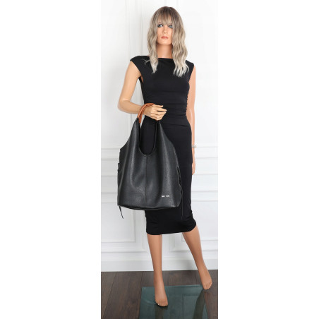 Torebka damska shopper worek listonoszka 2w1 lekka torba WSY26812 Czarna
