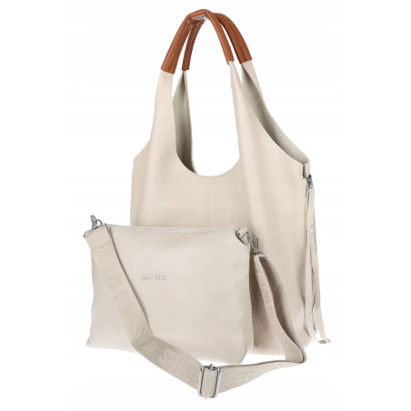Torebka damska shopper worek listonoszka 2w1 lekka torba WSY26812 Beżowa