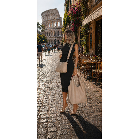 Torebka damska shopper worek listonoszka 2w1 lekka torba WSY26812 Beżowa