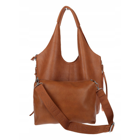 Torebka damska shopper worek listonoszka 2w1 lekka torba WSY26812 Brązowa