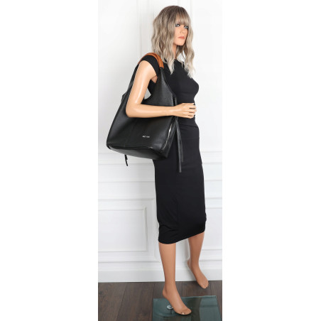 Torebka damska shopper worek listonoszka 2w1 lekka torba WSY26812 Czarna