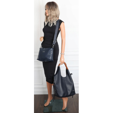 Torebka damska shopper worek listonoszka 2w1 lekka torba WSY26812 Granatowa