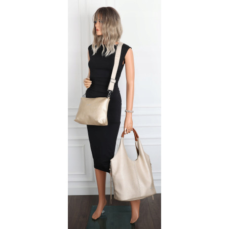 Torebka damska shopper worek listonoszka 2w1 lekka torba WSY26812 Złota