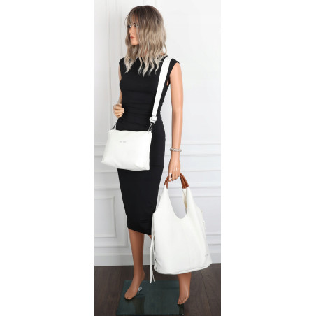 Torebka damska shopper worek listonoszka 2w1 lekka torba WSY26812 Biała