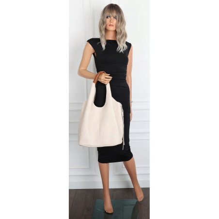 Torebka damska shopper worek listonoszka 2w1 lekka torba WSY26812 Beżowa