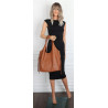 Torebka damska shopper worek listonoszka 2w1 lekka torba WSY26812 Brązowa