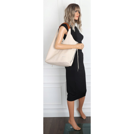 Torebka damska shopper worek listonoszka 2w1 lekka torba WSY26812 Beżowa