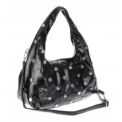 Torebka damska worek listonoszka shopper z ćwiekami modna C90560 Czarna