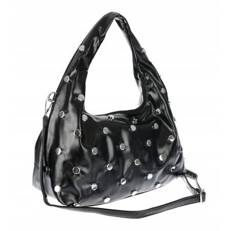 Torebka damska worek listonoszka shopper z ćwiekami modna C90560 Czarna