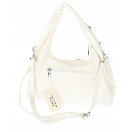 Torebka damska worek listonoszka shopper z ćwiekami modna C90560 Biała