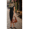 Torebka damska worek listonoszka shopper z ćwiekami modna C90560 Brązowa