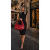 Torebka damska worek listonoszka shopper z ćwiekami modna C90560 Czerwona