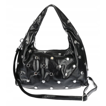 Torebka damska worek listonoszka shopper z ćwiekami modna C90560 Czarna