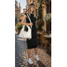 Torebka damska worek listonoszka shopper z ćwiekami modna C90560 Biała