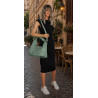 Torebka damska worek listonoszka shopper z ćwiekami modna C90560 Zielona